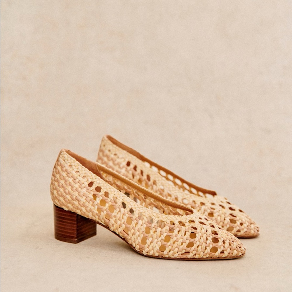 Sezane Anya high heeled shoes in braided natural
